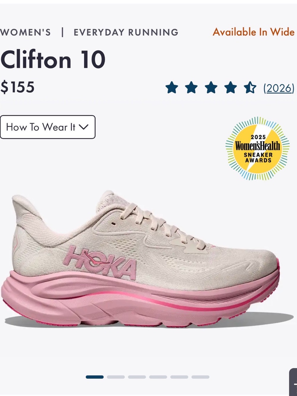 Hoka Clifton 10 Women's Running Shoe — Pale Pink & Pink Accent